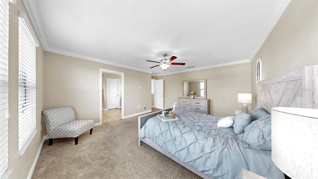 13903 Sage Thrasher Ln, Riverview, FL 33579 - carpeted bedroom with ornamental molding and ceiling fan