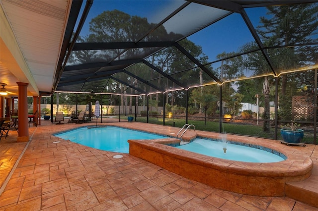 7507 Beasley Rd, Tampa, FL 33615 - view of swimming pool featuring a patio area and glass enclosure