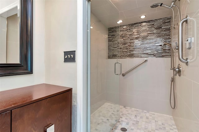 2444 Laurelwood Dr Unit A, Clearwater, FL 33763 - full bath with a shower stall, recessed lighting, and vanity