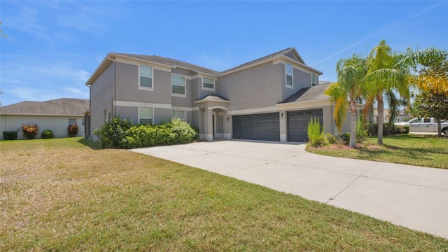 3862 Tristram Loop, Land O Lakes, FL 34638 - traditional-style house featuring driveway, stucco siding, a front lawn, and an attached garage