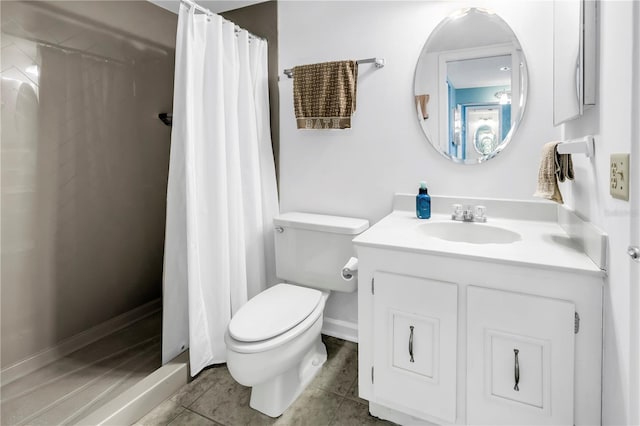 6265 Sun Blvd Unit 605, Saint Petersburg, FL 33715 - bathroom with toilet, vanity, a shower with shower curtain, and tile patterned floors