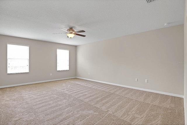 16016 Persimmon Grove Dr, Lithia, FL 33547 - spare room with a ceiling fan, light colored carpet, baseboards, and a textured ceiling
