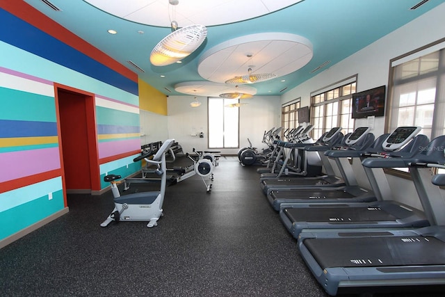 16016 Persimmon Grove Dr, Lithia, FL 33547 - exercise room with recessed lighting