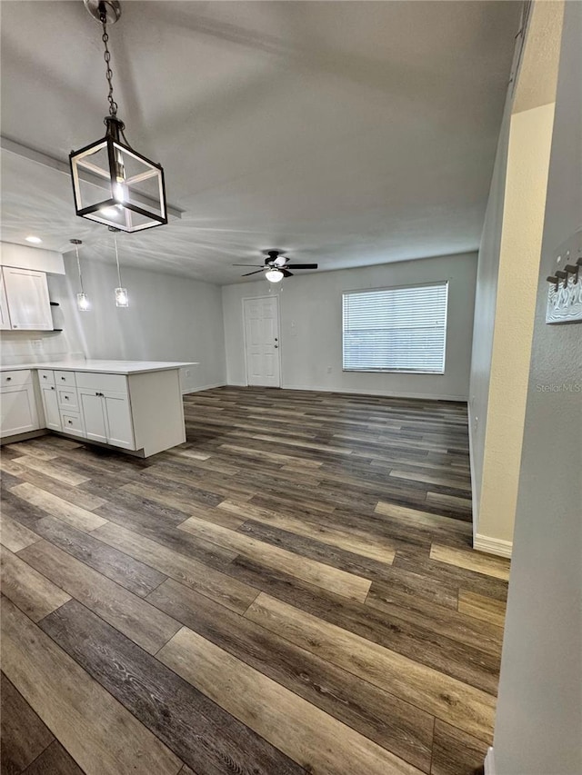 2690 Coral Landings Blvd Unit 217, Palm Harbor, FL 34684 - unfurnished dining area with dark wood-type flooring and a ceiling fan