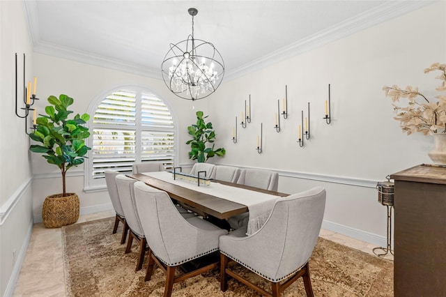 703 Monte Cristo Blvd, Tierra Verde, FL 33715 - dining space featuring a chandelier, crown molding, and baseboards