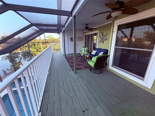 3338 Fernleaf Dr, Hernando Beach, FL 34607 - wooden terrace with a ceiling fan