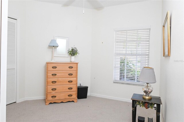 14840 Shipwatch Trce Unit 1924, Largo, FL 33774 - living area featuring carpet, a ceiling fan, and baseboards