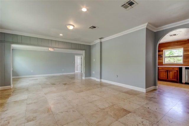 1242 Bermuda St, Clearwater, FL 33755 - unfurnished room featuring ornamental molding, arched walkways, recessed lighting, and baseboards