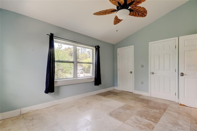 1242 Bermuda St, Clearwater, FL 33755 - unfurnished bedroom featuring lofted ceiling, baseboards, and ceiling fan