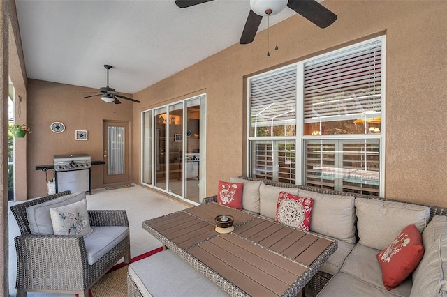 5704 Eaglemount Cir, Lithia, FL 33547 - view of patio / terrace featuring a ceiling fan, outdoor lounge area, and area for grilling