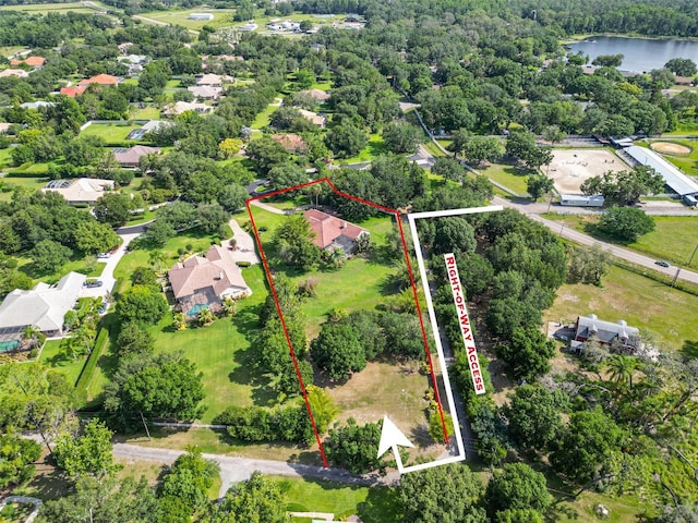 10504 Echo Lake Dr, Odessa, FL 33556 - aerial view of property's location featuring a large body of water and property parcel outlined