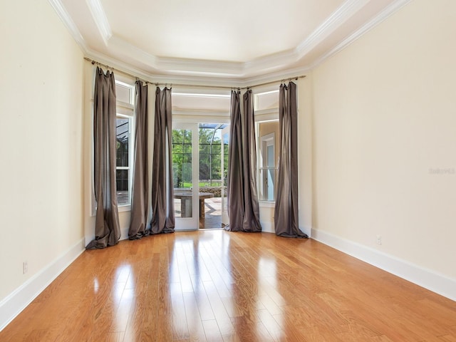 10504 Echo Lake Dr, Odessa, FL 33556 - empty room with crown molding, light wood finished floors, and baseboards