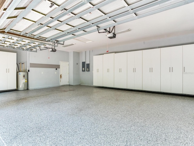 10504 Echo Lake Dr, Odessa, FL 33556 - garage featuring water heater, a garage door opener, and electric panel