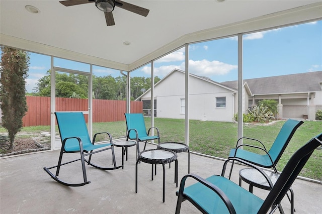 9322 Via Segovia, New Port Richey, FL 34655 - sunroom featuring ceiling fan