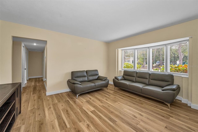 1412 Coburn Dr, Tarpon Springs, FL 34689 - living room featuring light wood-style floors and baseboards