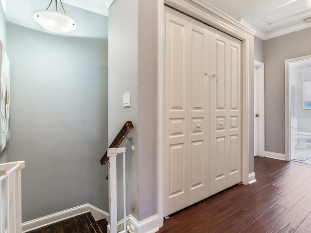 3003 W Leila Ave, Tampa, FL 33611 - stairway featuring wood finished floors, crown molding, and baseboards
