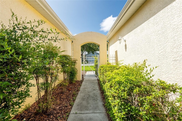 21209 Diamonte Dr, Land O Lakes, FL 34637 - entrance to property with stucco siding and a gate