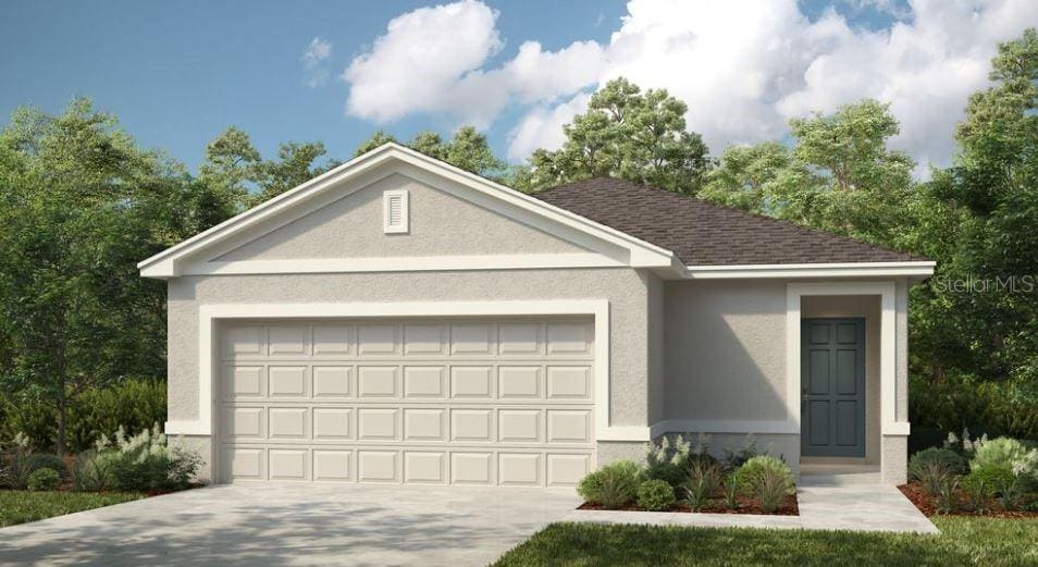 12443 Gust Ct, Hudson, FL 34669 - single story home with an attached garage, stucco siding, and concrete driveway