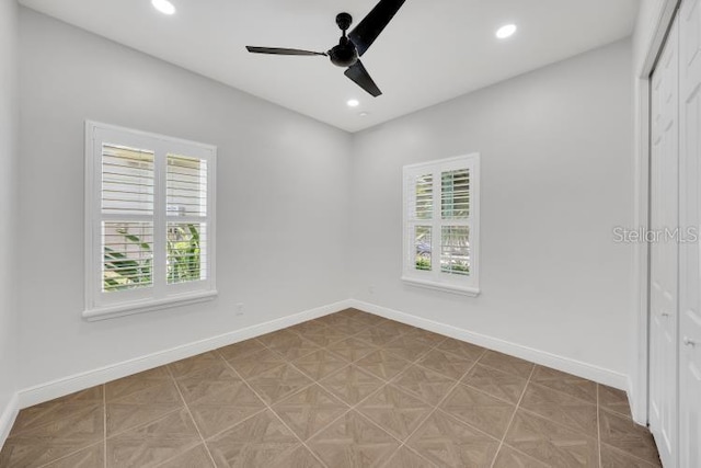 14223 Lambert Bridge Ln, Lithia, FL 33547 - unfurnished room featuring a ceiling fan, recessed lighting, and baseboards