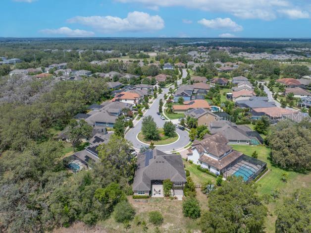 14223 Lambert Bridge Ln, Lithia, FL 33547 - aerial view of property and surrounding area featuring nearby suburban area