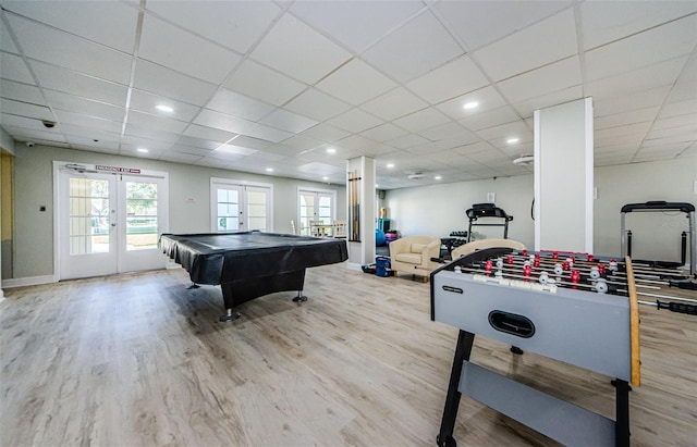 2700 Bayshore Blvd Unit 2110, Dunedin, FL 34698 - rec room featuring french doors, wood finished floors, a paneled ceiling, and billiards