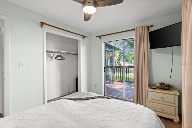 1045 28th Ave S, Saint Petersburg, FL 33705 - bedroom featuring access to outside, a closet, and a ceiling fan