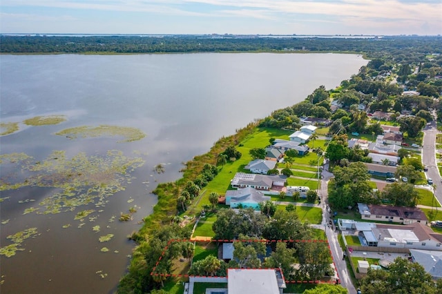 1045 28th Ave S, Saint Petersburg, FL 33705 - aerial view of residential area featuring a large body of water and property boundaries highlighted