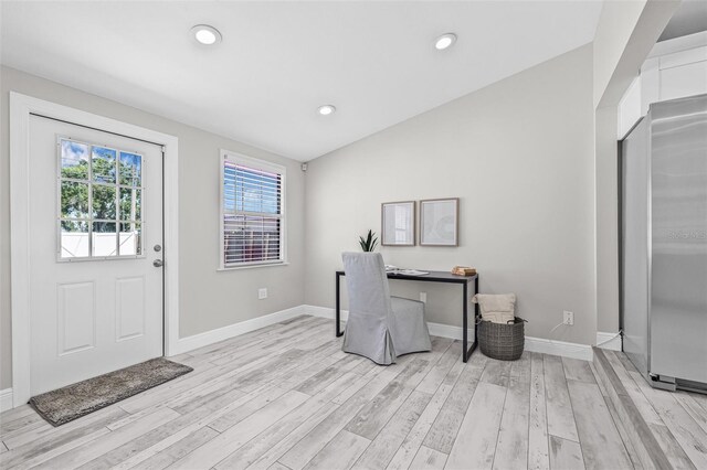 812 60th St S, Gulfport, FL 33707 - office featuring light wood finished floors, baseboards, recessed lighting, and vaulted ceiling