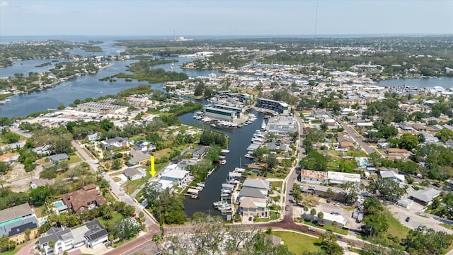 216 High St, Tarpon Springs, FL 34689 - aerial view of property's location featuring a nearby body of water and nearby suburban area