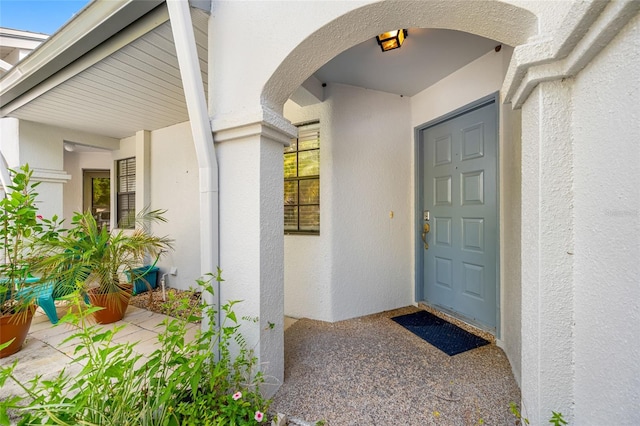 3447 Killdeer Pl, Palm Harbor, FL 34685 - doorway to property with stucco siding