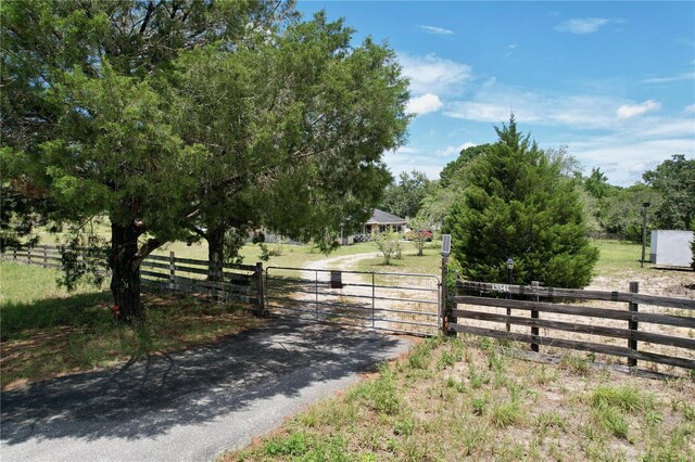 13341 Hexam Rd, Weeki Wachee, FL 34613 - view of asphalt driveway featuring a gate, a gated entry, and a view of rural / pastoral area