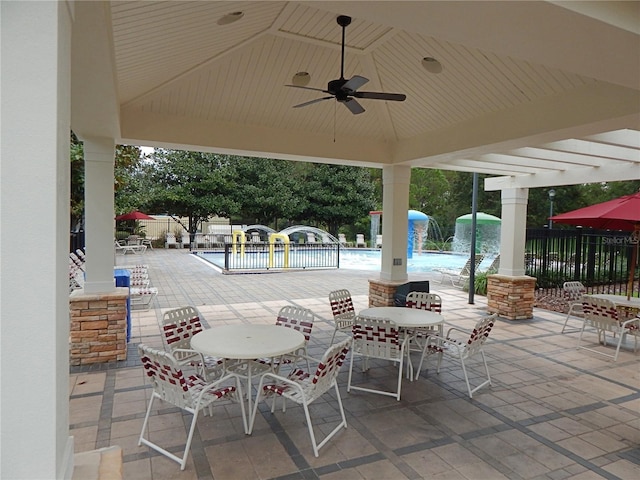 5815 Heronview Crescent Dr, Lithia, FL 33547 - view of patio featuring a community pool and ceiling fan