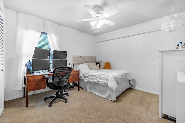 2921 SE 38th Pl, Ocala, FL 34480 - bedroom featuring carpet floors, a ceiling fan, and a desk