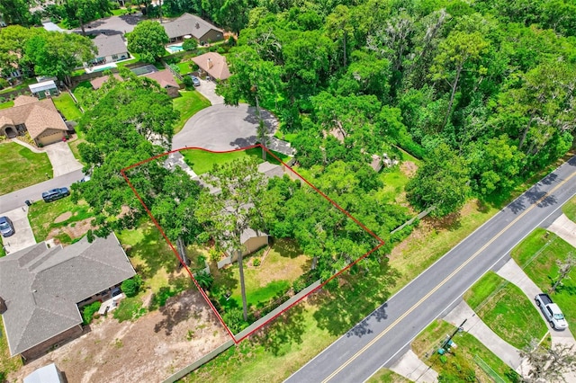 2921 SE 38th Pl, Ocala, FL 34480 - aerial perspective of suburban area featuring property parcel outlined