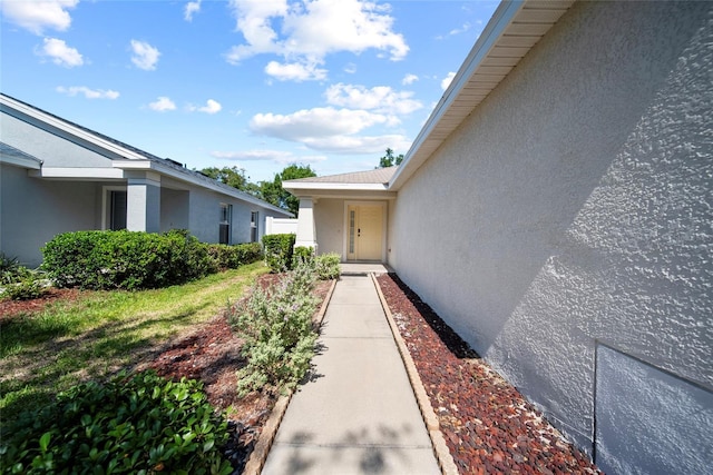 11363 Cocoa Beach Dr, Riverview, FL 33569 - property entrance featuring stucco siding