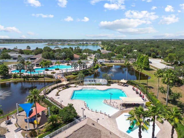 11363 Cocoa Beach Dr, Riverview, FL 33569 - bird's eye view of a pool and a large body of water