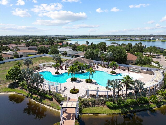 11363 Cocoa Beach Dr, Riverview, FL 33569 - drone / aerial view of a pool and a large body of water