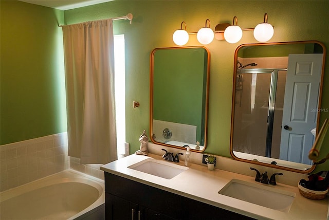 1204 Rinkfield Pl, Brandon, FL 33511 - full bath with a garden tub, double vanity, and a stall shower