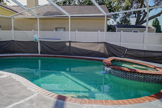 1204 Rinkfield Pl, Brandon, FL 33511 - view of pool featuring glass enclosure and a pool with connected hot tub