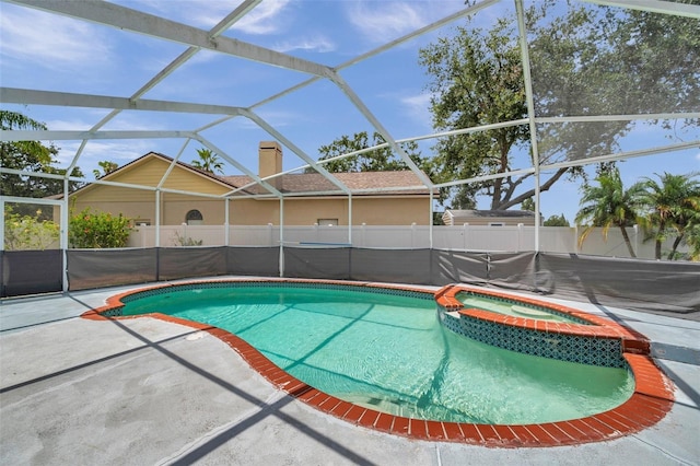 1204 Rinkfield Pl, Brandon, FL 33511 - view of swimming pool with a patio, a lanai, and a pool with connected hot tub
