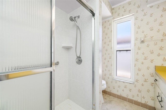1211 Stony Brook Ln, Dunedin, FL 34698 - bathroom featuring a stall shower, vanity, and toilet
