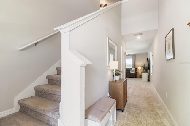 6180 Spring Crayfish Ave, New Port Richey, FL 34653 - stairs featuring carpet floors and baseboards