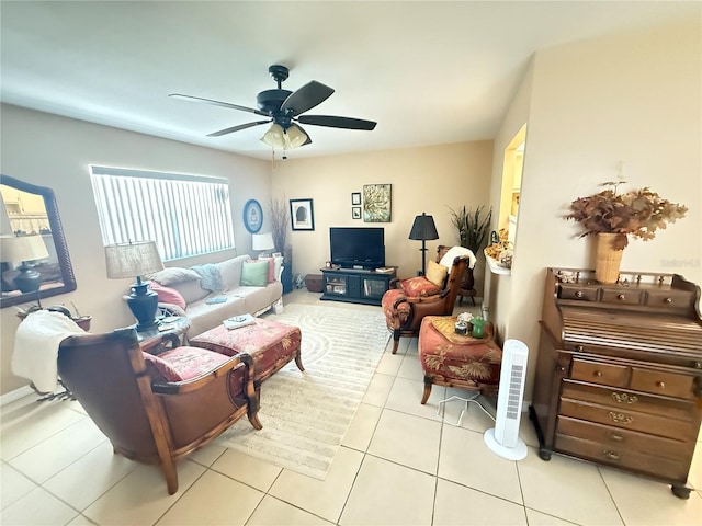 102 Cambridge Trl Unit 230, Sun City Center, FL 33573 - living area featuring ceiling fan and tile patterned floors