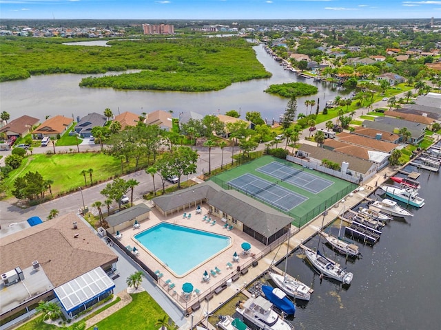 4012 Marine Pkwy, New Port Richey, FL 34652 - drone / aerial view of a large body of water and a pool