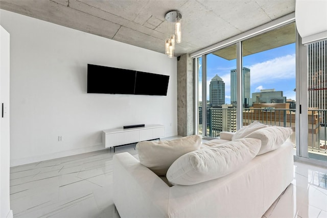 777 N Ashley Dr Unit 1506, Tampa, FL 33602 - living area with floor to ceiling windows and baseboards