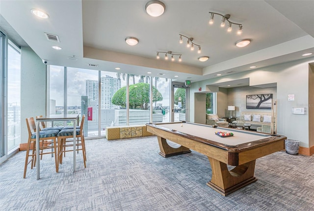 777 N Ashley Dr Unit 1506, Tampa, FL 33602 - game room with carpet flooring, billiards, recessed lighting, and baseboards