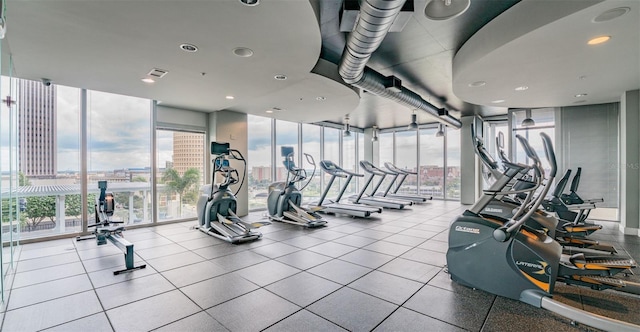 777 N Ashley Dr Unit 1506, Tampa, FL 33602 - exercise room featuring expansive windows and plenty of natural light