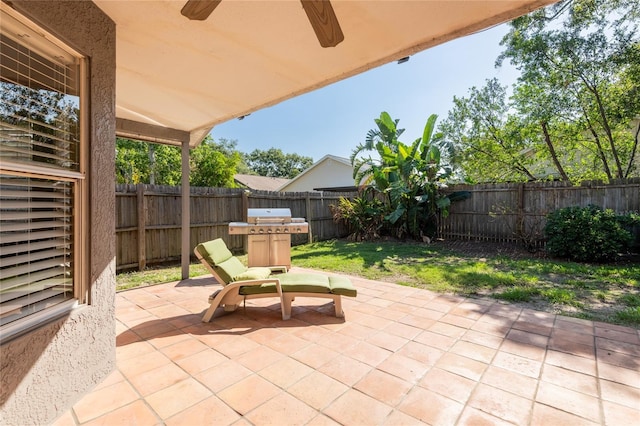 2024 Glen Forge St, Brandon, FL 33511 - fenced backyard with a patio and a ceiling fan