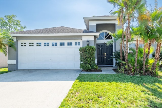 2024 Glen Forge St, Brandon, FL 33511 - ranch-style house featuring driveway, stucco siding, a front yard, and an attached garage