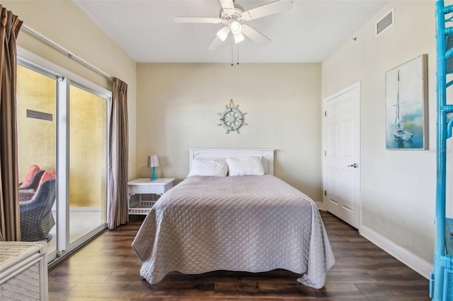 10315 Gulf Blvd Unit 302, Saint Petersburg, FL 33706 - bedroom featuring dark wood-style flooring, baseboards, and a ceiling fan